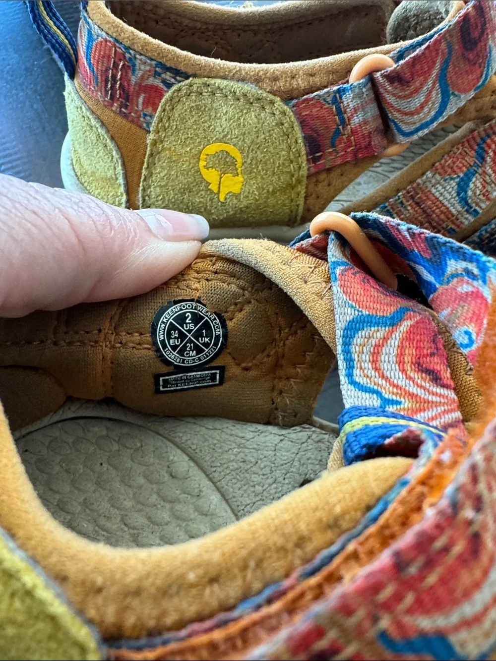 Keen Kids Multicolor Strappy Sandal with Yellow Accents Sz 2